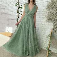 thinyfull sexy prom dresses v neck tulle evening dress party dress floor length a line celebrity cocktail night gowns plus size