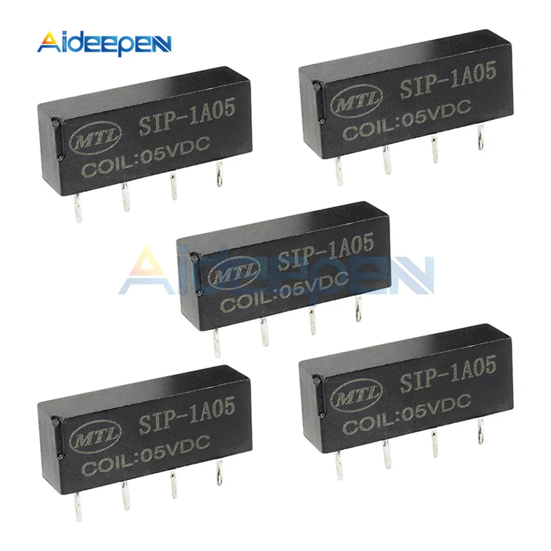 Реле-модуль язычкового переключателя 5 шт./лот SIP-1A05 DC 5V 12V 4-контактное реле для PAN