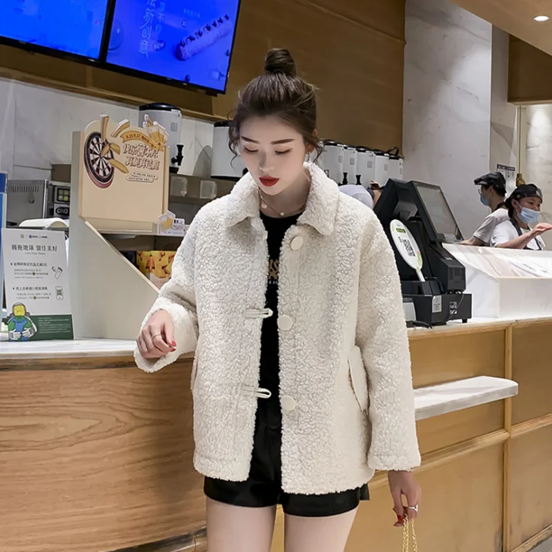 Женская зимняя утолщенная куртка из искусственного меха свободное повседневное