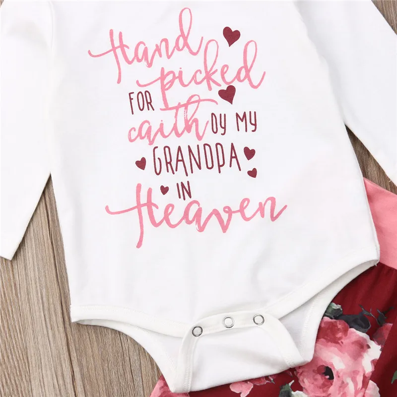 PUDCOCO/Одежда для новорожденных девочек Комбинезон с буквенным принтом + штаны