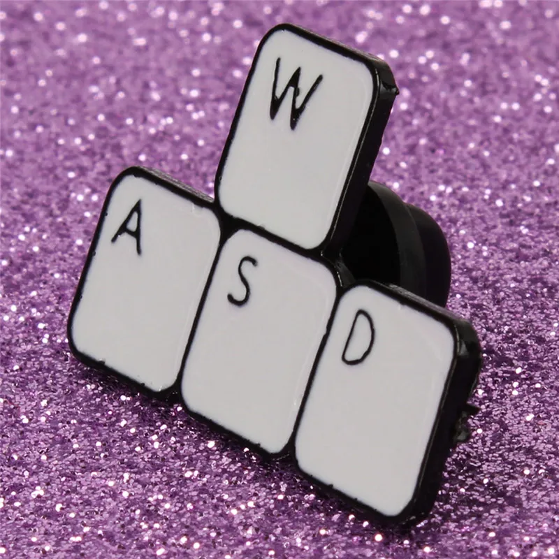 Brooch Keyboard WASD Funny Letter Block Computer Game Control Enamel Pin Shirt Denim Badge Worker Gifts | Украшения и аксессуары