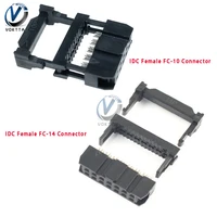 10pcslot idc female fc 14 fc 10 2 54 mm socket connector 2 rows 14 pin 10 pin female socket receptacle ribbon cable connector