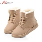 Женские зимние ботинки, замшевые ботильоны для снега, Женские теплые меховые плюшевые стельки, высококачественные женские ботинки на шнуровке, короткая обувь Martin