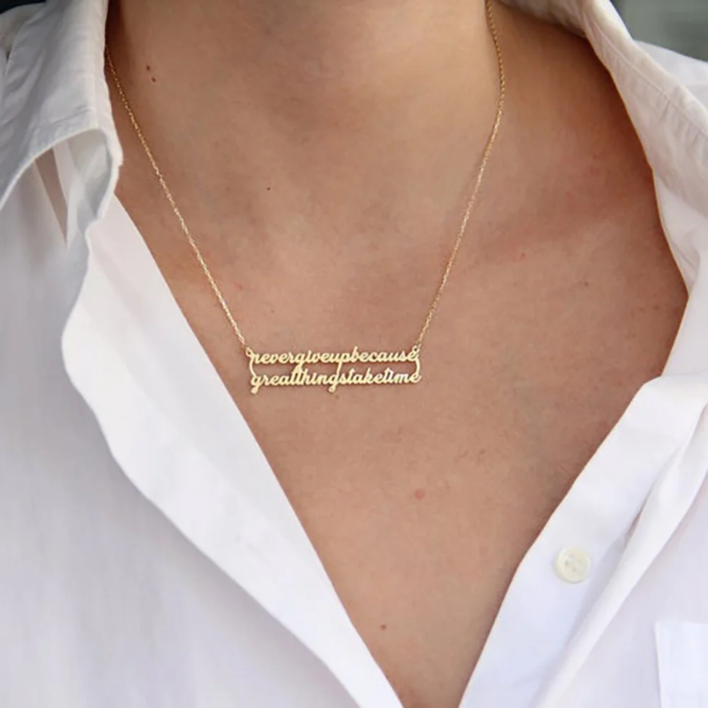 

Memento Custom Letters Necklace Personality Nameplate Pendant Stainless Steel Jewelry For Women Couple Family Anniversary Gift