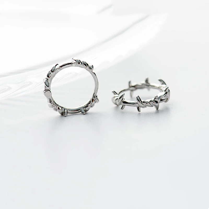 925 sterling silver 925 пробы, Серебряное растение ручной работы, ветви и листья, классические, простые, дамские, неправильные, Ротанговые, аксессуары для ушей - Цвет камня: 925 sterling silver