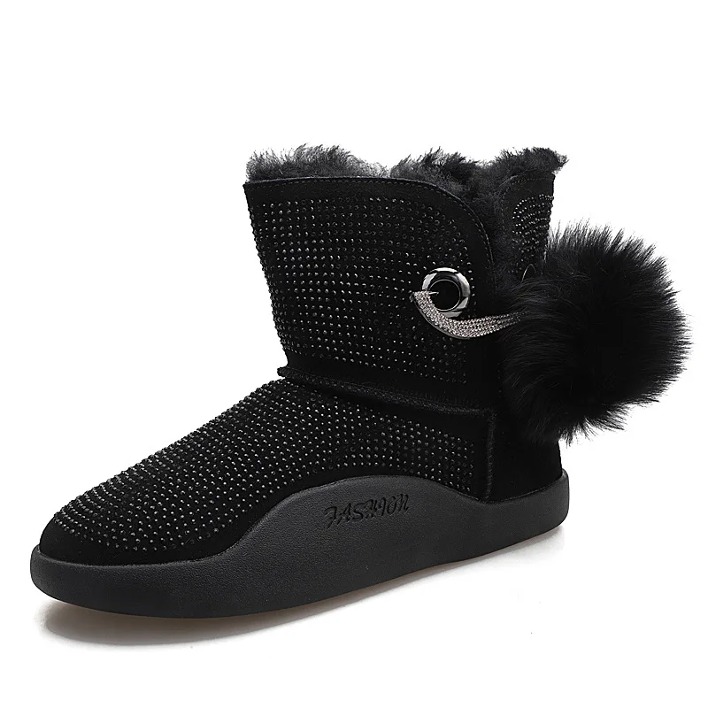 SWYIVY/женские зимние ботинки с хлопковой подкладкой украшенные кристаллами