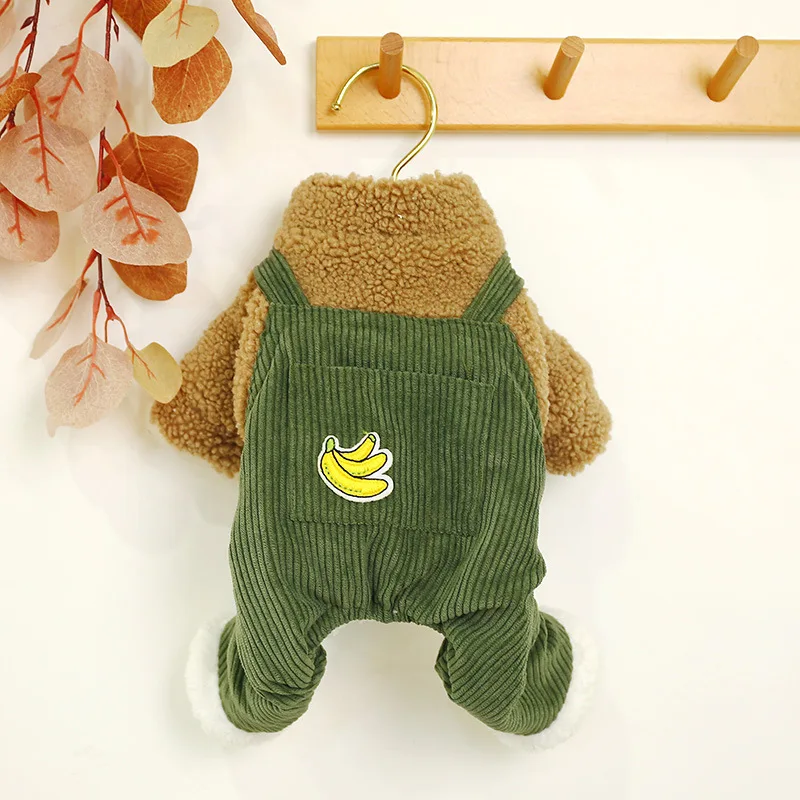 Зимняя одежда с принтом в виде собак банан комбинезоны домашних животных