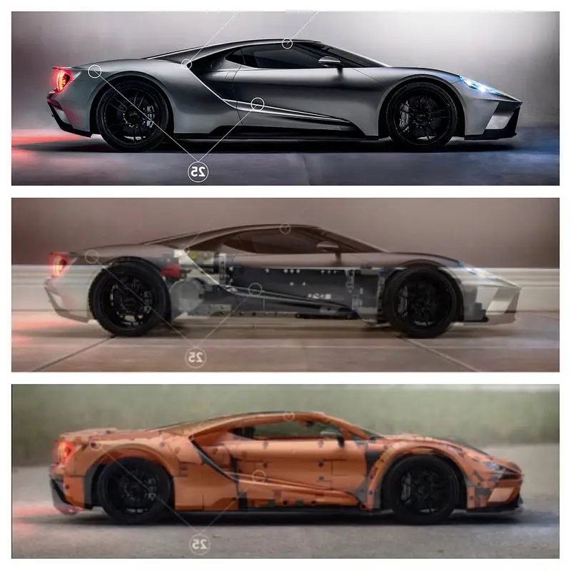 

ing Technology New MOC Ford GT Sports Car Moc10792 RC Engine Power Function Car With Wooden Brick Model Children's Toys Gift