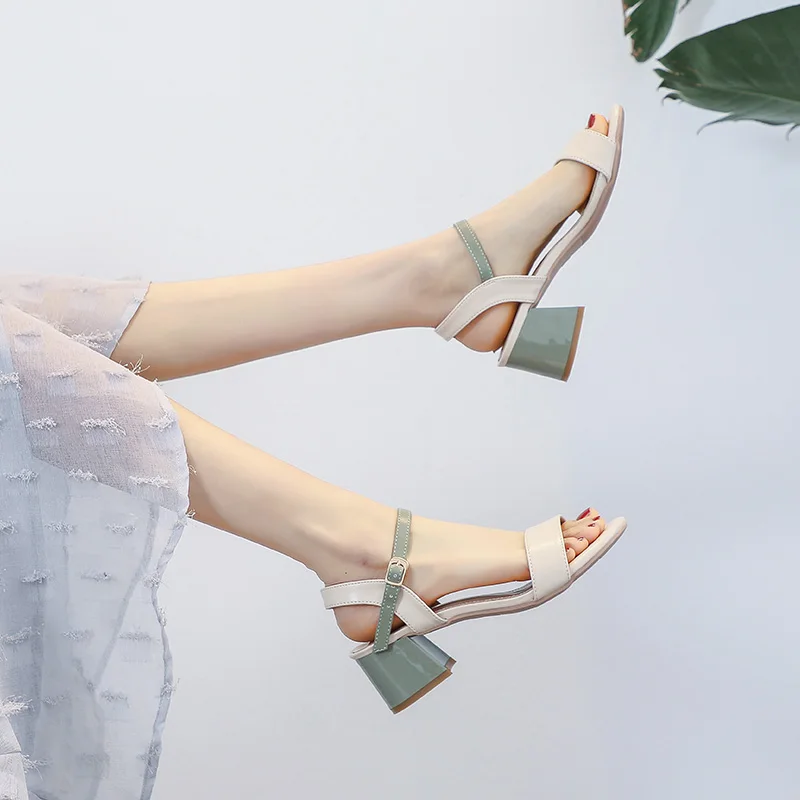 

Female Sandals Summer 2021 New Han Edition With Thick Words In Joker Cingulate Fairy Wind Rome High Heels For Women's Shoes