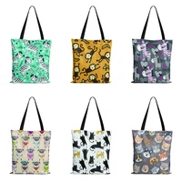 cartoon animals shopper womens bags with handle mini cartoon thick cloth tote eco bag shopping large shoulder canvas bag