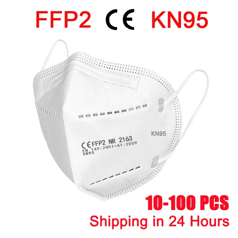 

10-100 Pcs KN95 Mask FFP2 mascarillas 5 Layer Filter маска Anti Flu Dust PM2.5 maske Reusable Mouth Protective Face Masks masque