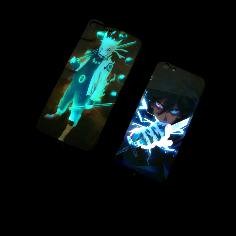 Японский аниме закаленный стеклянный чехол для телефона iPhone 6S 7 8PLUS XS MAX есть светодиодный роскошный стеклянный чехол для вспышки блестящий чехол для телефона