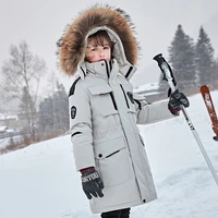 olekid 30 degree russian winter boys down jacket hooded fur collar girls winter coat 5 14 years kids teenage snow outerwear