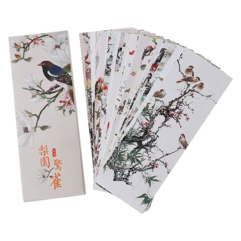 

30pcs Flowers Birds Bookmarks Paper Page Notes Label Message Card Book Marker School Supplies Stationery