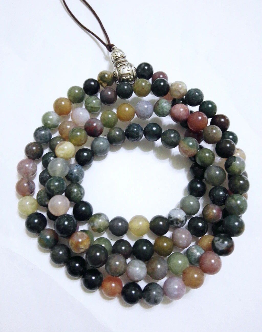 Ожерелье из натурального халцедона 8 мм тибетский буддизм 108 Индия | Украшения и