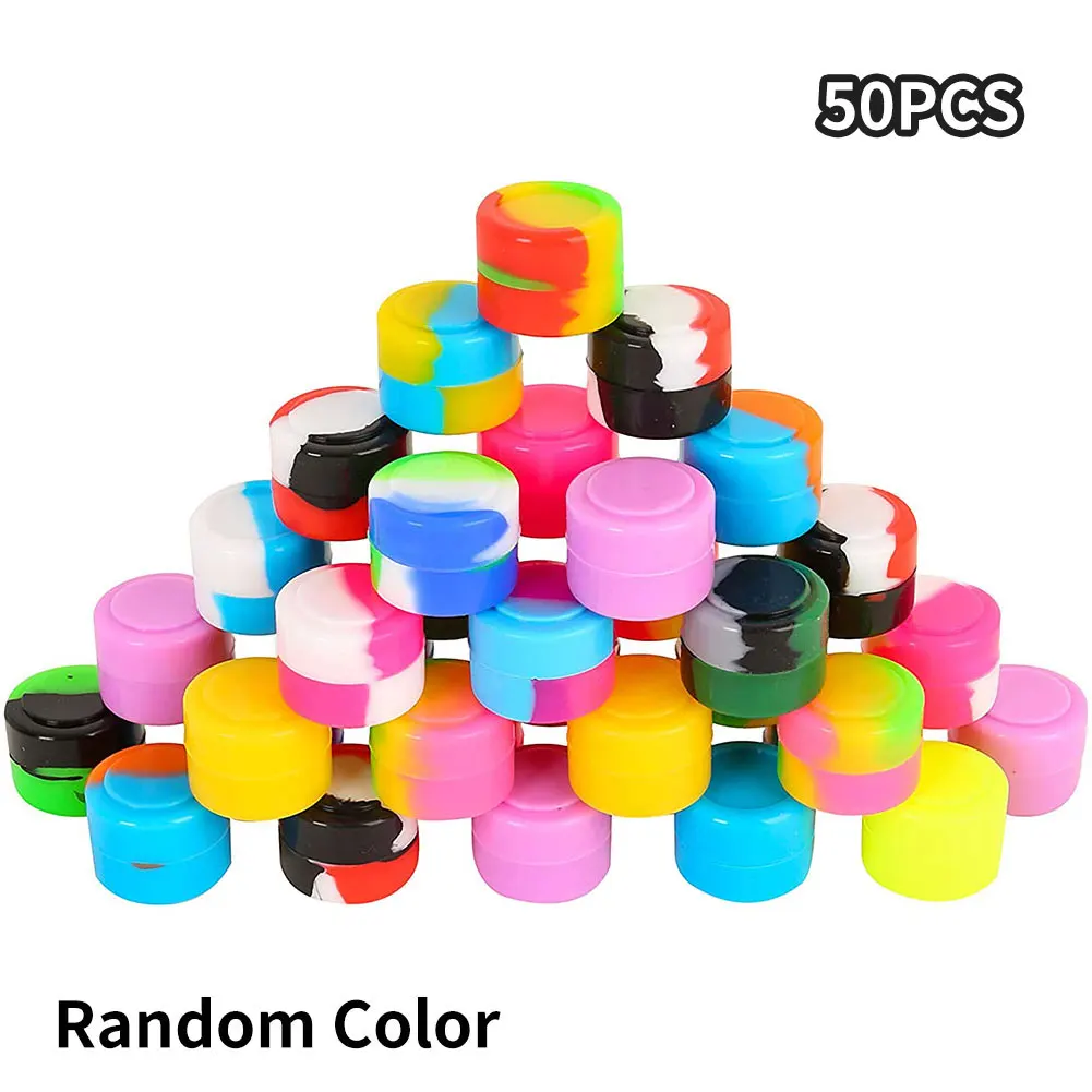 

50pcs 5ml Mini Silicone Container Wax Jars bottle wax container Mini Round Non-stick Silicone Container For Wax Oil Packaging