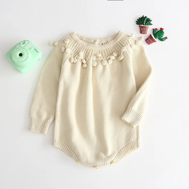 B93H40 Khaki Вязаный комбинезон для маленьких девочек; коллекция года; осенняя одежда красного цвета для девочек; Одежда для новорожденных девочек; Модный Вязаный комбинезон; осенний свитер - Цвет: B93H40 Khaki