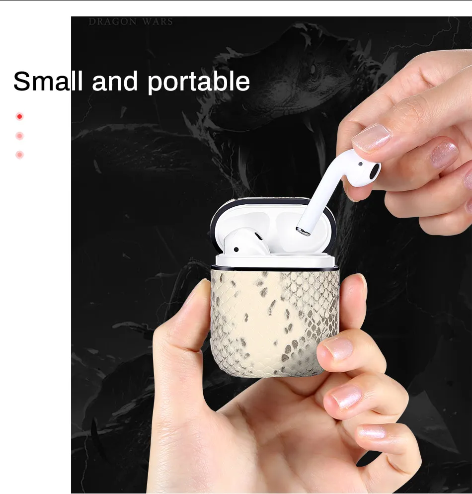 Snake Skin Earphone Case For Apple AirPods Protector Anti-lost Pouch For Air Pod Wireless Bluetooth Earphone Fashion Carcasa Bag