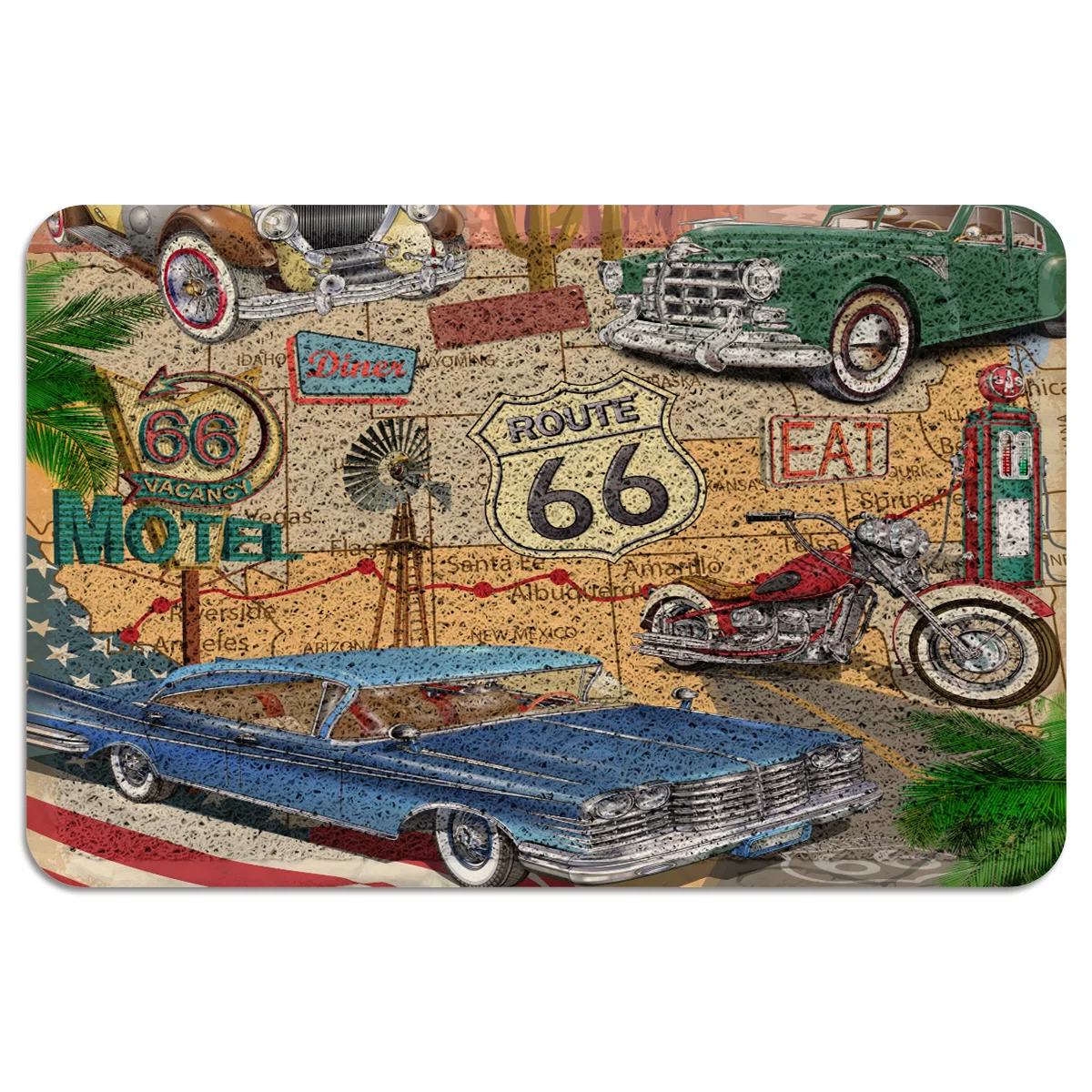 Ретро Route 66 постер дверной коврик для улицы Проволочная петля ног прихожей кухни