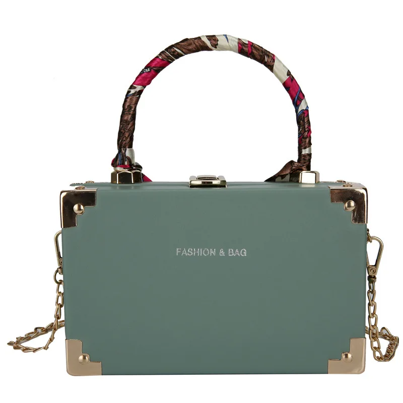 

Fashion Female Square Bag with Scarf New Quality PU Leather Women's Designer Handbag Causal Chain Shoulder Messenger Bags