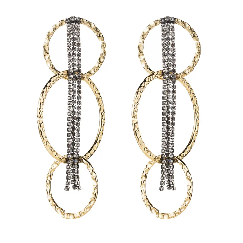 2019 Fashion Jewelry Earings European Multi-layer Circle Rhinestone Fringed Women's Retro Personality Popular Party Earrings | Украшения