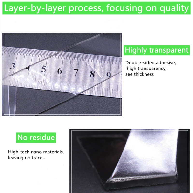 Многоразовая моющаяся нано-лента двусторонняя клейкая лента 1/2/3/5 м не оставляет