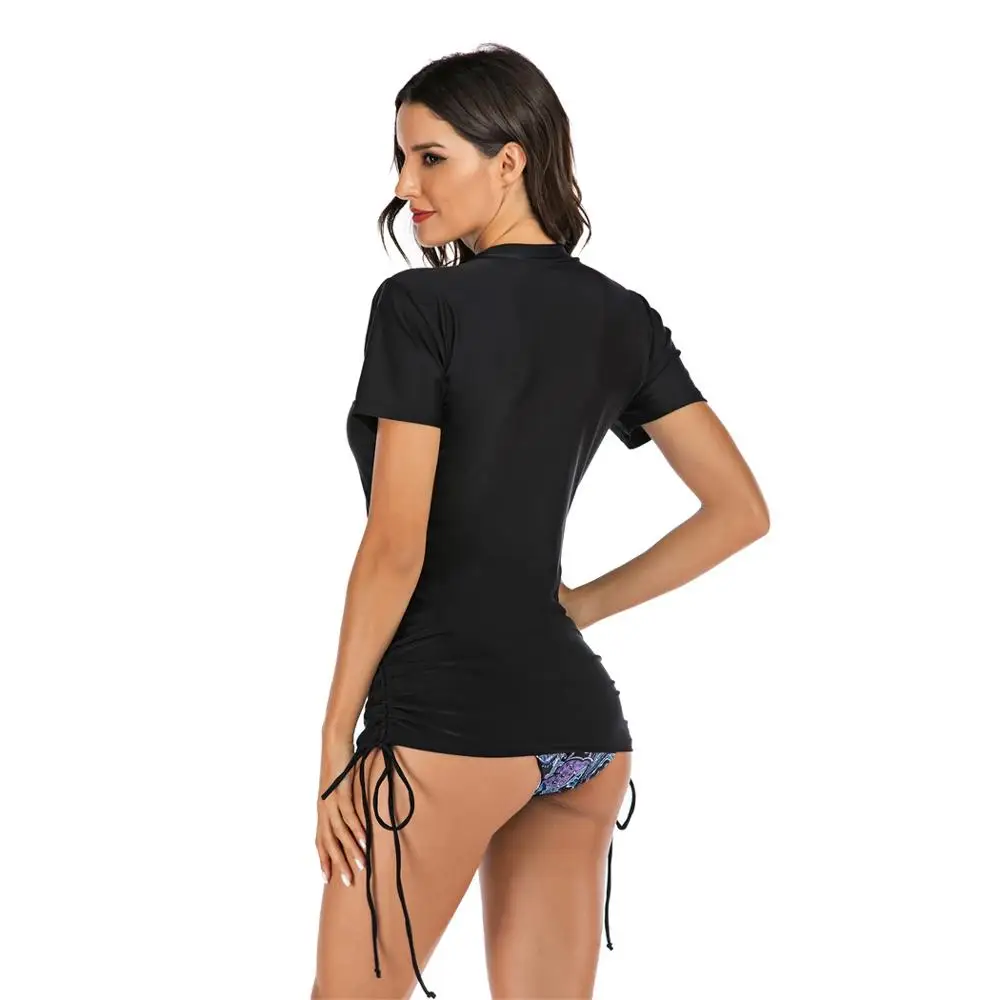 

Long Sleeve Swimsuit Drawstring Swimsuit Women Medium Waist Two Piece Swimwear