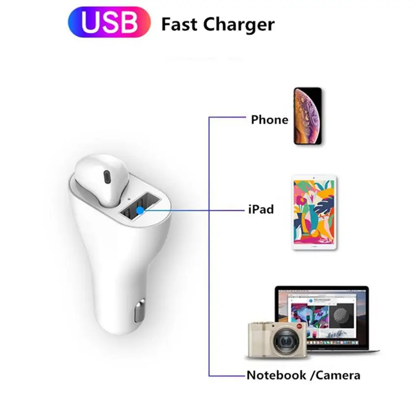 Creative Earphone In-ear Car Bluetooth Charger Headset Wireless Earbuds For Smartphones | Earphones &amp Headphones