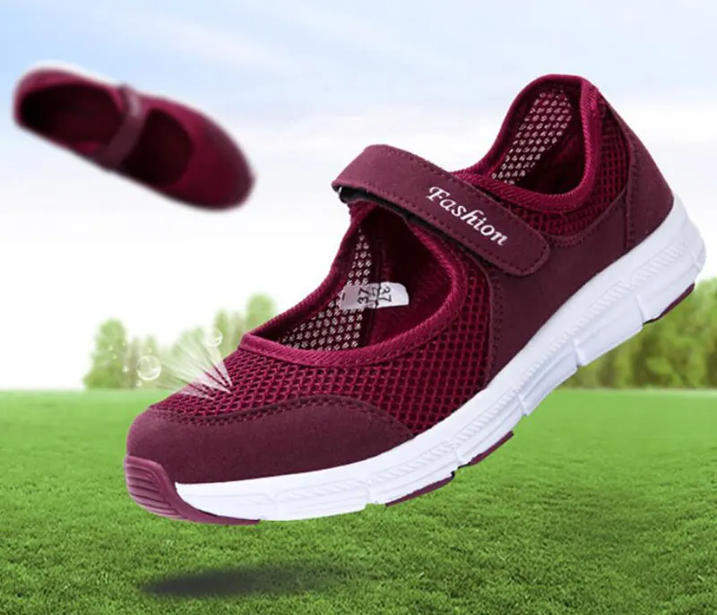 Туфли женские сетчатые на плоской подошве легкие дышащие | Обувь