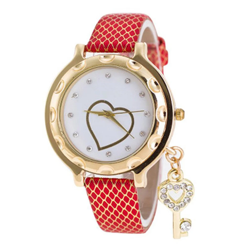 Модные трендовые часы в форме сердца с подвеской для ключей женские кварцевые |