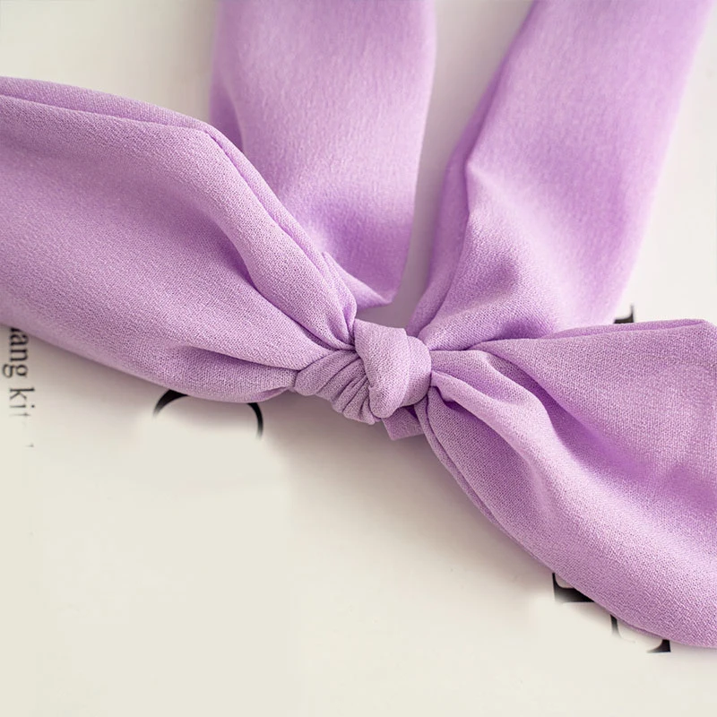 

Plain Polyester Rabbit Ear Headband Female High Quality Elastic Bow Hairband Fluorescence Solid Color Headwear Hair Accessories