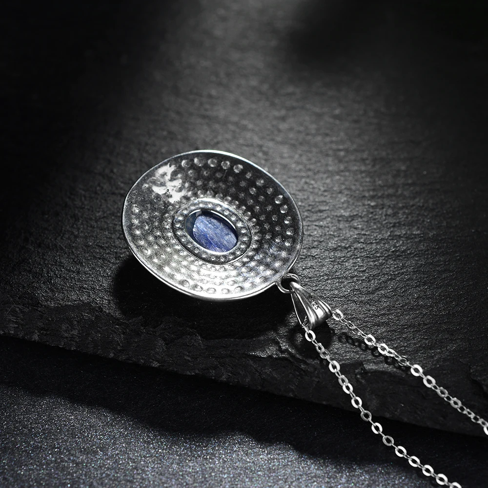 

Nasiya Classic Oval Kyanite Pendants Necklaces 925 Sterling Silver Necklaces for Women Men Girl Birthday Gift New Style Jewelry