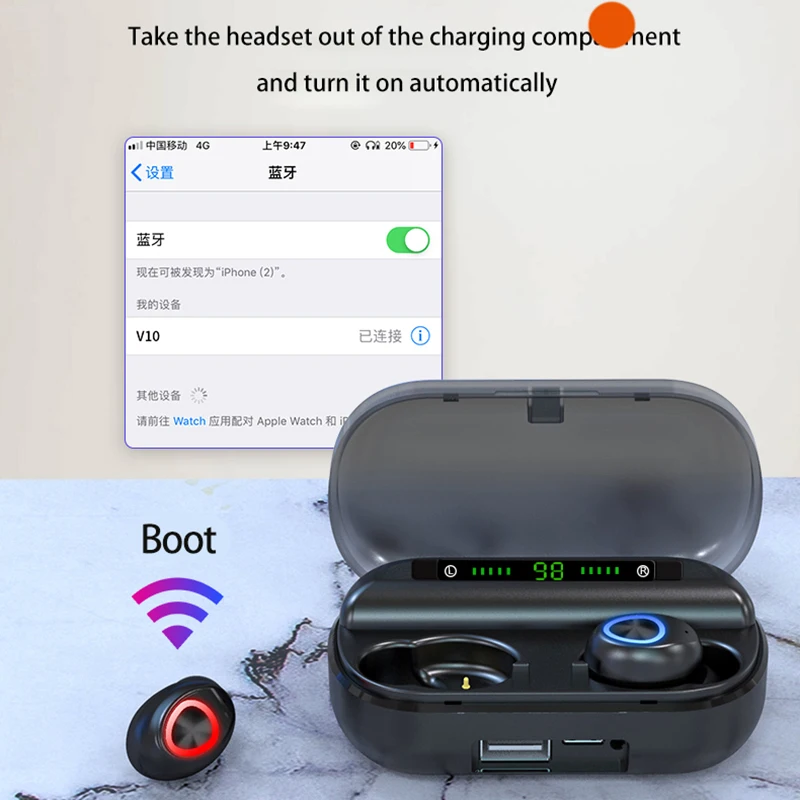 TWS Bluetooth-наушники с микрофоном и светодиодным дисплеем | Электроника