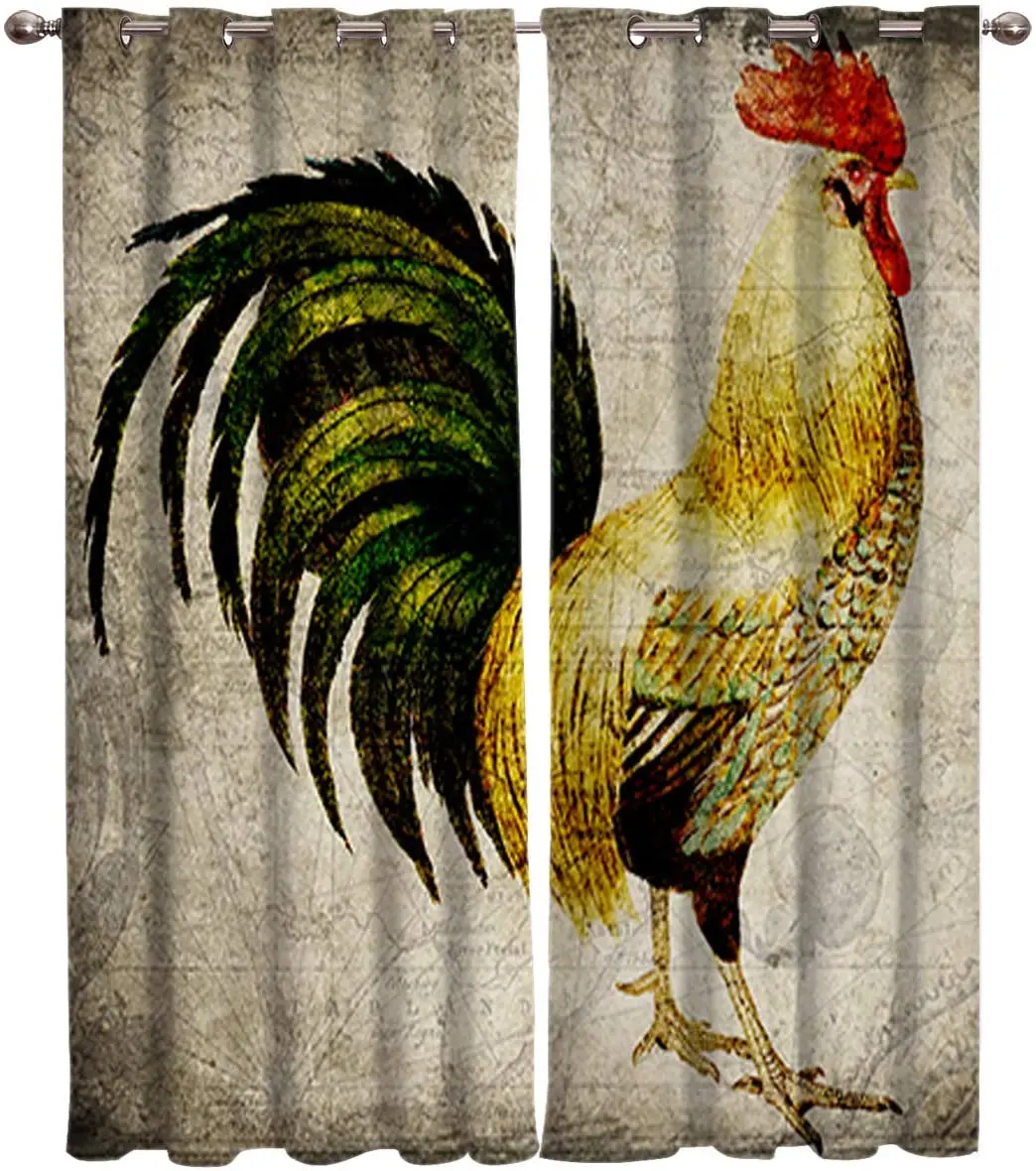 Ферма петух винтажная карта домашний декор оконная занавеска s спальня кухня