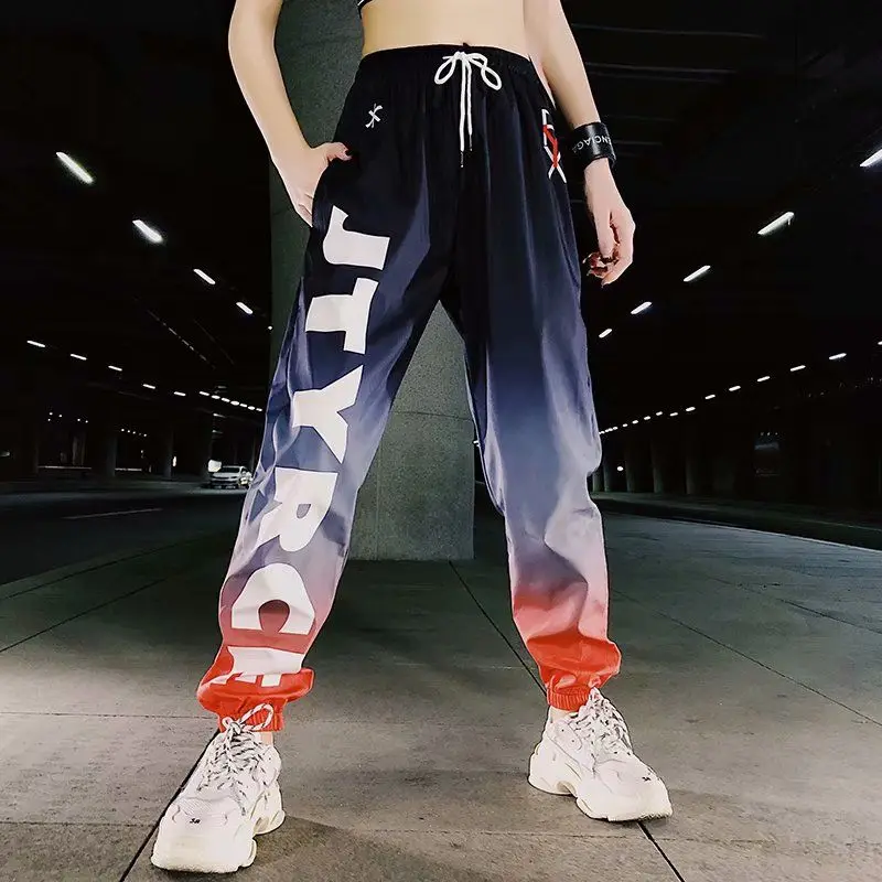 

Спортивные штаны женские, шаровары большого размера, женские свободные штаны с высокой талией, штаны для бега в стиле хип-хоп, брюки Харадзю...