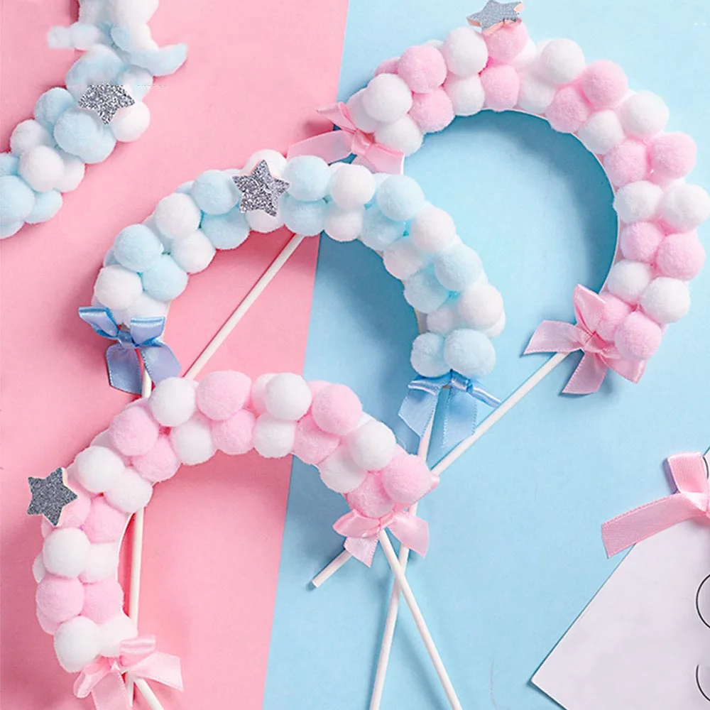 1 шт. розовый синий мягкий помпон облако торт Топпер детский душ день рождения DIY