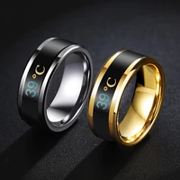 mens ring vintage stainless steel ring intelligent temperature measurement punk womens accessories gift couples matching ring