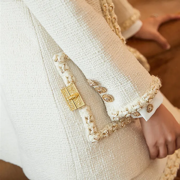 Elegant Ladies Suits Formal Two Piece Set Blazer Mini Dress Runway Designer Luxury Brand Fashion Tweed Long Coat Clothes Female