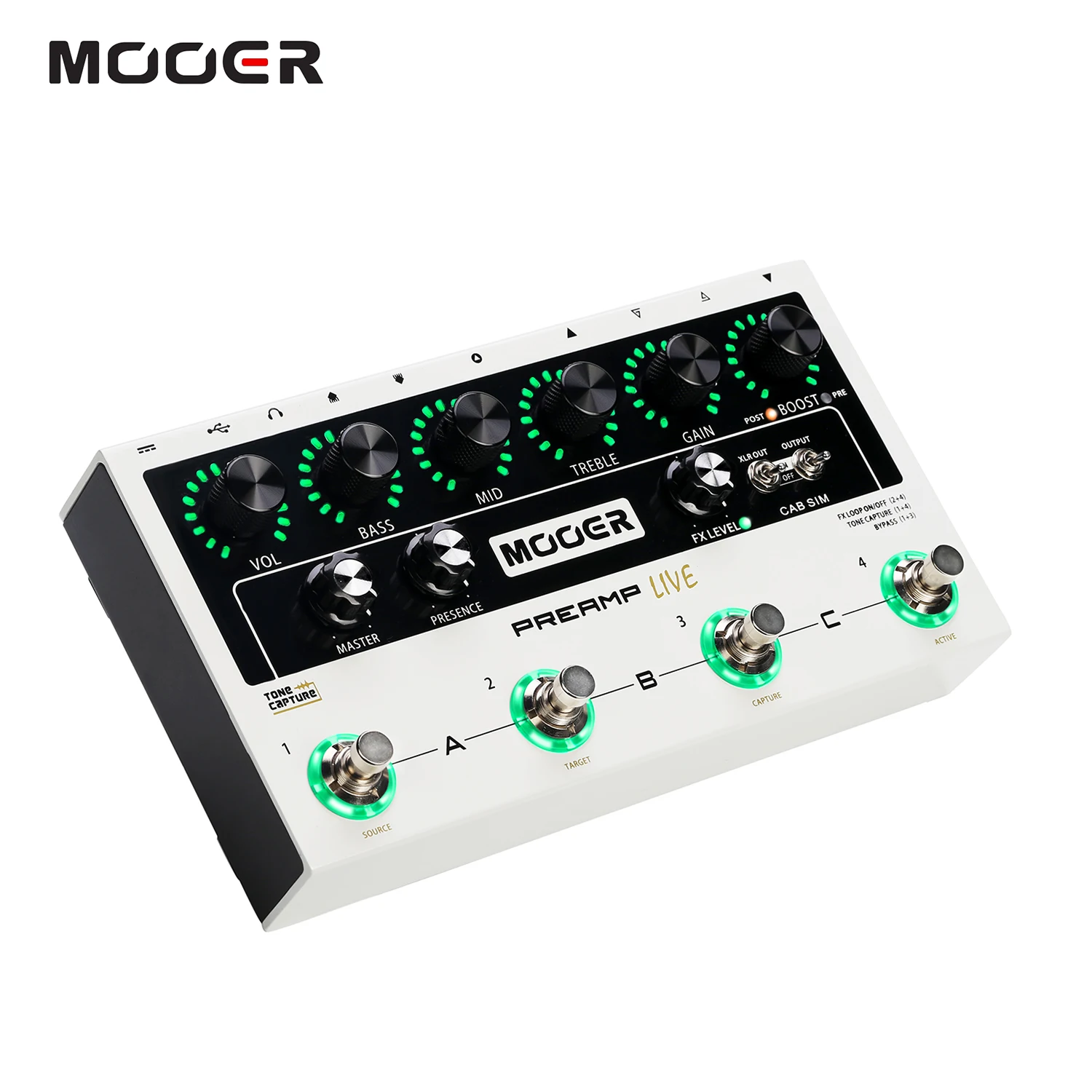 MOOER PREAMP LIVE цифровая педаль предусилителя Preamplifier12 каналов пред & пост усилитель 3