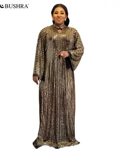 Gold Sequins African Long Dresses Women Clothing Muslim Long Dress High Quality Maxi Dress Lady Abaya Party Rich Dress 2022 New
