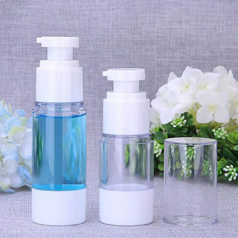 

1PCS of Empty 15ML 30ML 50ML Plastic Cosmetic Vacuum Bottle with Pump Refillable Liquid Essential Oils Containers