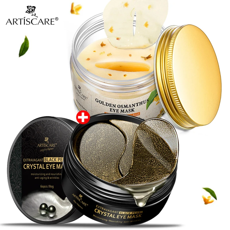 ARTISCARE Золото османтуса/черные жемчужные Кристальные коллагеновые патчи для глаз