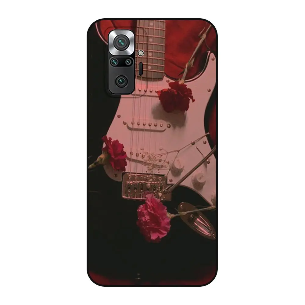 Гитара Les Paul Gibson самая популярная Redmi Note 10 10s Pro 4G 5G Черная задняя 3D оболочка