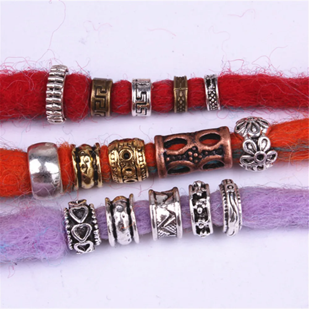 10 шт Ретро серебряная металлическая коса для волос Dread Dreadlock борода бусины кольца