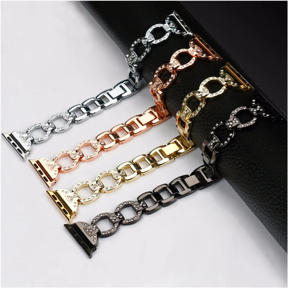 

Strap For Apple Watch band 44mm 40mm iwatch 42mm 38mm luxury Diamond watchband belt metal bracelet apple watch series 5 4 3 Se 6
