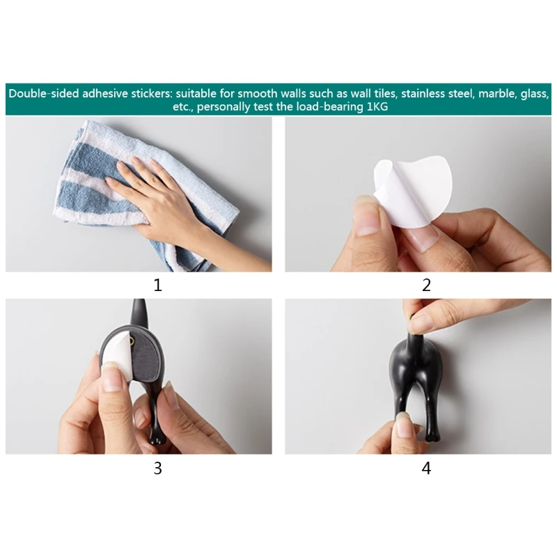 4 pieces of household cute plastic dog-shaped tail hook hanger clothes coat hat key wall rack | Дом и сад