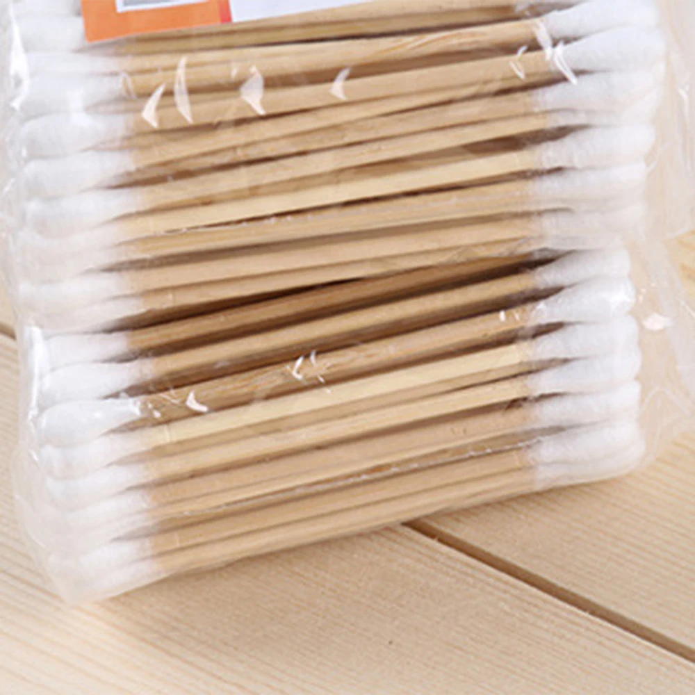 

120Pcs Sanitary Wooden Stick Cotton Swabs Disposable Double-Head Makeup Beauty Cleansing Sanitary Cotton Swabs