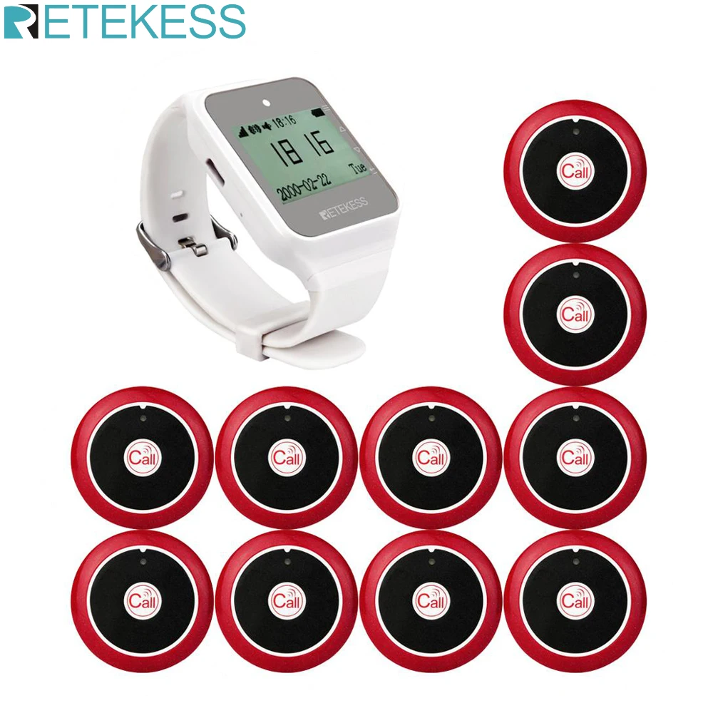 Беспроводной пейджер Retekess система вызова ресторанов официантов TD108 приемник