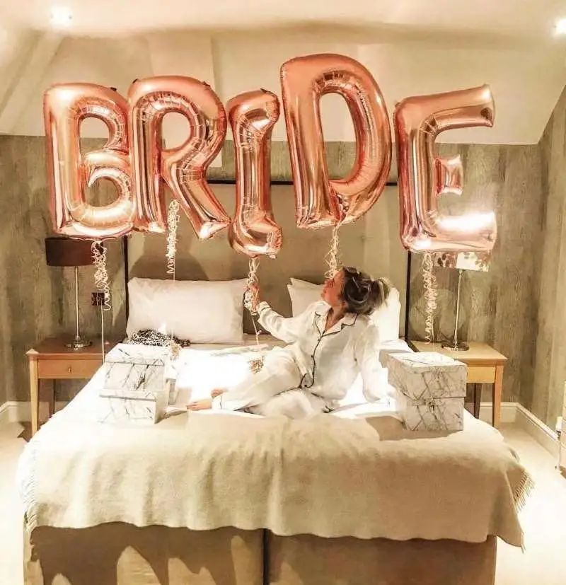 

1Set 32 Inch Rose Gold Bride Letter Foil Balloons Bride Alphabet Air Balloon Decoration Wedding Party Valentine's Day Gifts