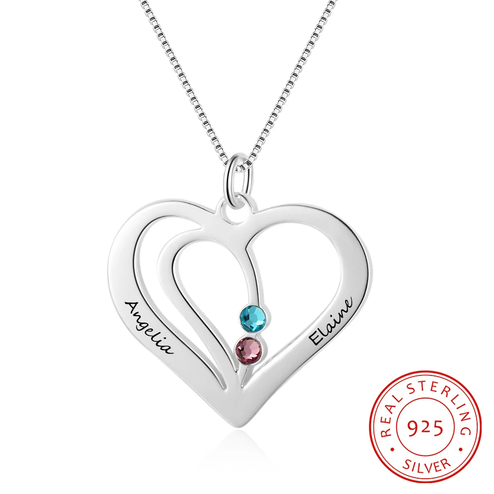 Ожерелье с кулоном в виде сердца из серебра 925 пробы гравировкой имени на заказ 2